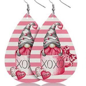 Valentine’s Day Gnome Faux Leather Earrings